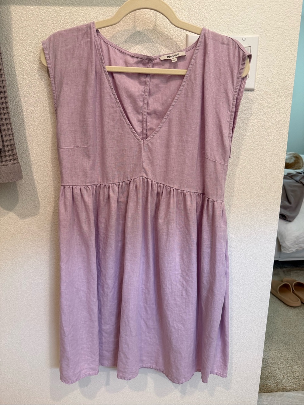 Mauve Lavender V-Neck Babydoll Dress
